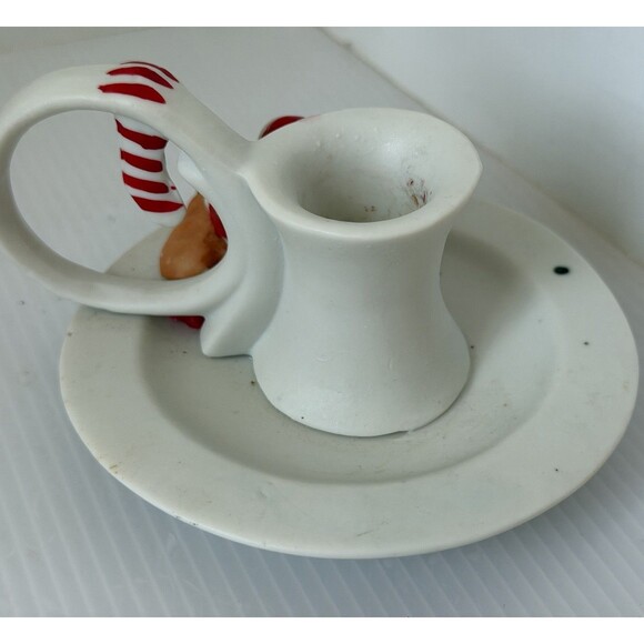 VTG CERAMIC Sleepy Santa Claus Candle Holder Chamberstick Christmas Decor Taiwan - Picture 4 of 8